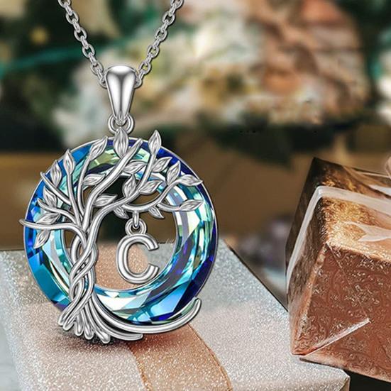 Female Necklace Electroplating High Gloss Wear-resistant Chic A-Z Pendant Tree of Life Women Necklace for Vacation