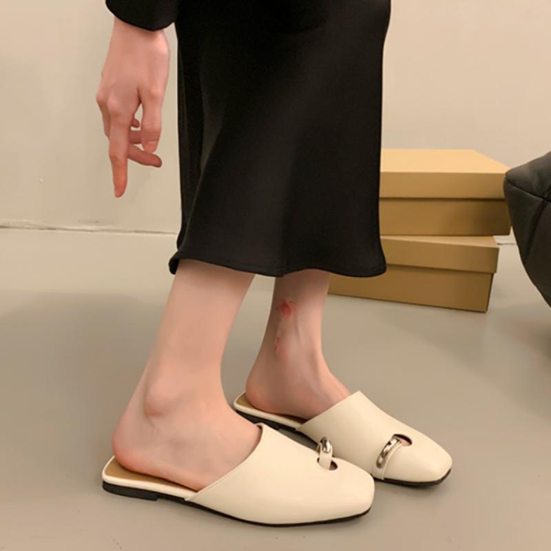 Новинка Дизайн Тапочки Женские Туфли-мюли с квадратным носком 2024 Лето Новые Женские Уличные Тапочки из коровьей кожи Dcfh233