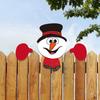 Christmas Fence Ornaments Wooden Peeking Santa Yard Decor Weatherproof Indoor Outdoor Decoration for Lawn Garden Fence