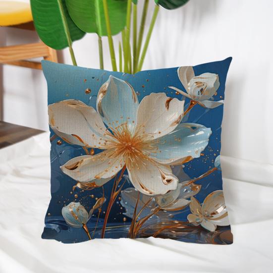 Floral Print Pillowcase Cushion Cover with Zipper Wear Resistant Non-Fading Washable Easy Maintenance Decorative Pillowslip