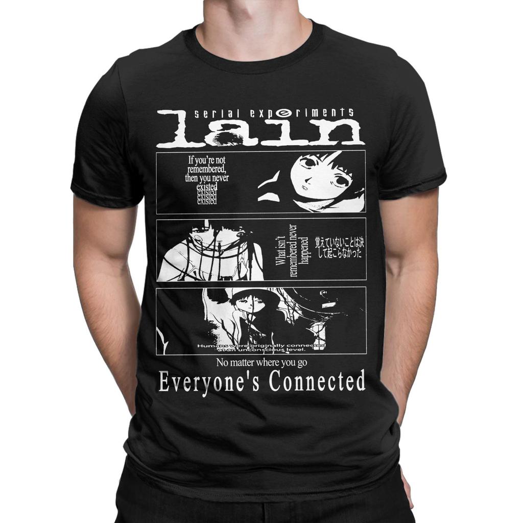 Serial Experiments Lain Anime Merch Men Women T Shirts Pure Cotton Tee Graphic Printed Cartoon Lain Iwakura T-shirt Clothing
