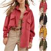 Women's Solid Color Corduroy Pocket Long Sleeve Irregular Cardigan Shirt Jacket