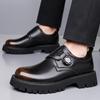 Fashion Fashionable Plus Size New Button Rubber Thick Soled Non Slip Leather Shoes Men's Business Dress Leather Men Shoes Casual Loafers
