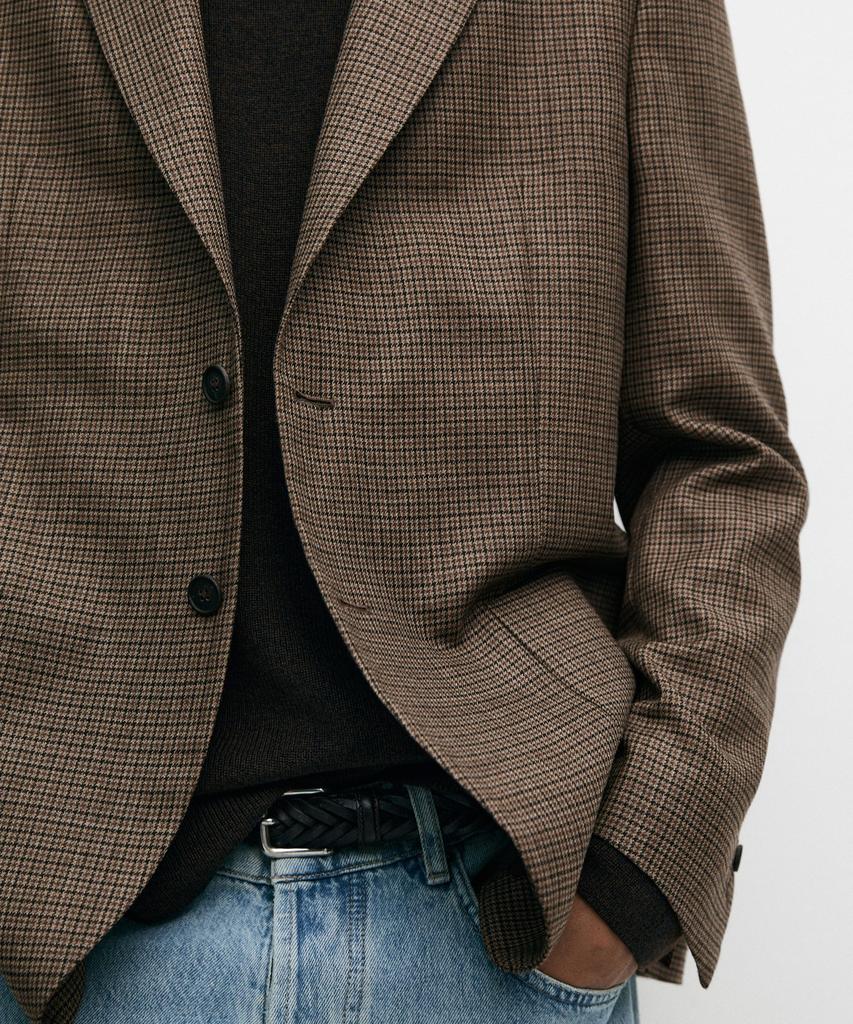 Massimo Dutti 100% Wool Houndstooth Blazer