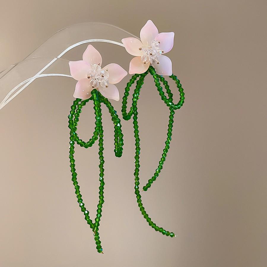 Серьги с кисточками в виде цветов из шифона "Серебряная игла", Милый стиль Мори, Дофаминовый тренд, Универсальные женские серьги