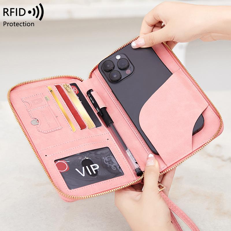 New Passport Folder Ticket Storage Document Bag Zipper Long Wallet Multifunctional Travel Passport Bag