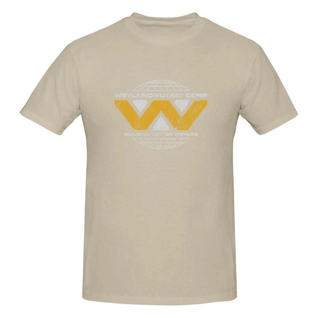 Weylandyutani Corp Building Better Worlds Worn Version Fitness Tshirt Niche Street Seamless Splicing Basic Tee