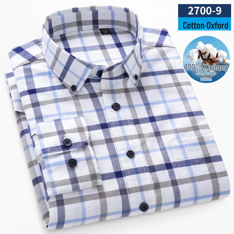 Мужская рубашка из хлопка Оксфорд в полоску с длинным рукавом — повседневная деловая одежда на весну