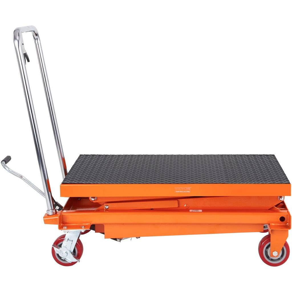Hydraulic Lift Table Cart, 770lbs Capacity 59" Lifting Height, Manual Double Scissor Lift Table with 4 Wheels and Non-slip Pad, Hydraulic Scissor Cart