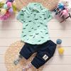 New Summer Children's Two Pieces Sets Boys Short-sleeved Baby Pants Beard Pattern Kids Clothing Cotton Suit