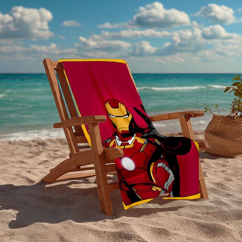 Ultra-Soft Beach Towel with Iron-Man Theme,Ideal for Pool - Camping, Diving - Perfect Travel Essential, Vibrant Beach Towel.