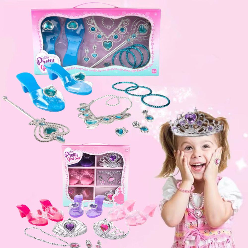 Pretend Play Girls Jewelry Toys Earrings Bracelet Crystal Shoes Toy Halloween