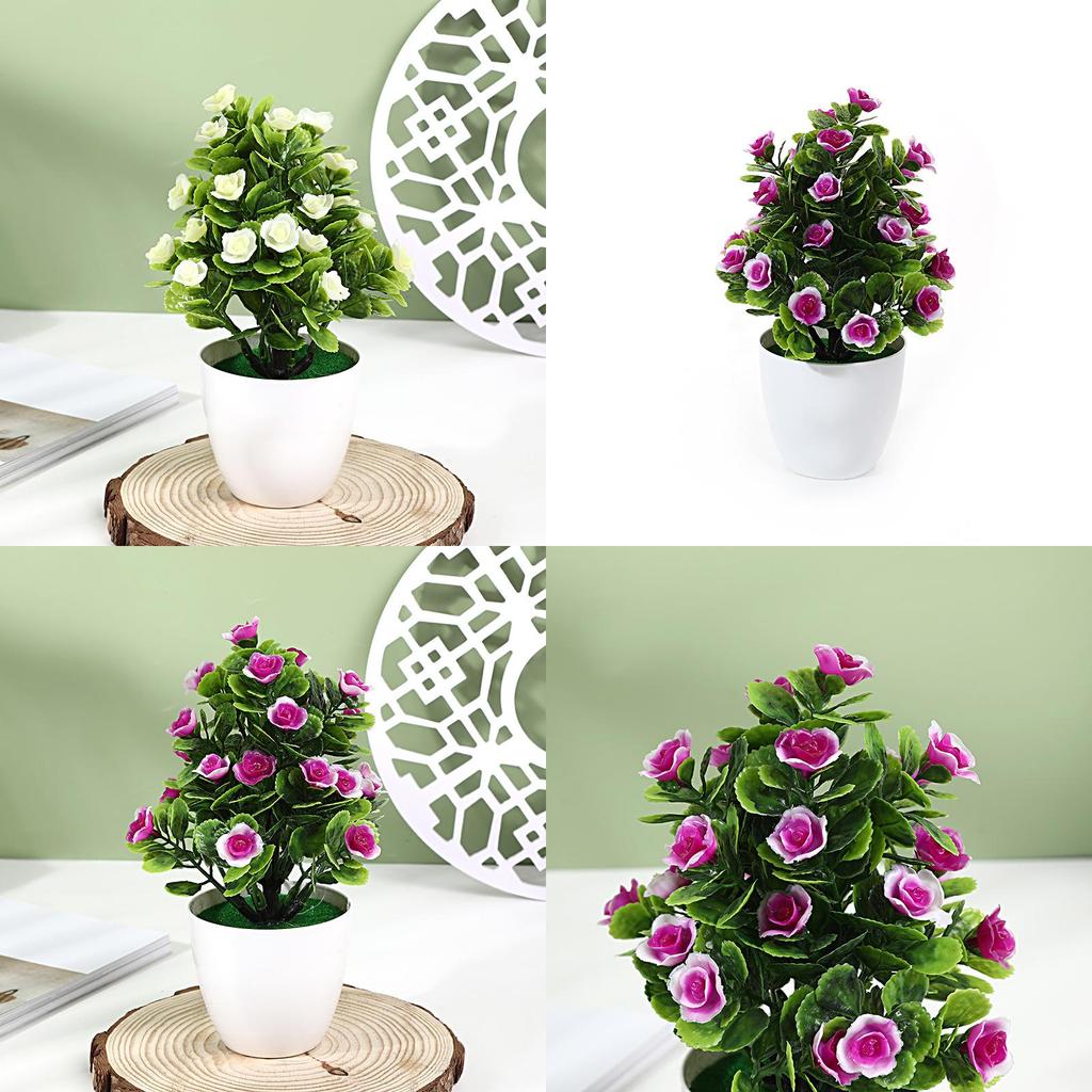 Fake Hibiscus Flower 25pcs Round Small Potted Plants For Coffee Table Ornaments And Scene Decoration