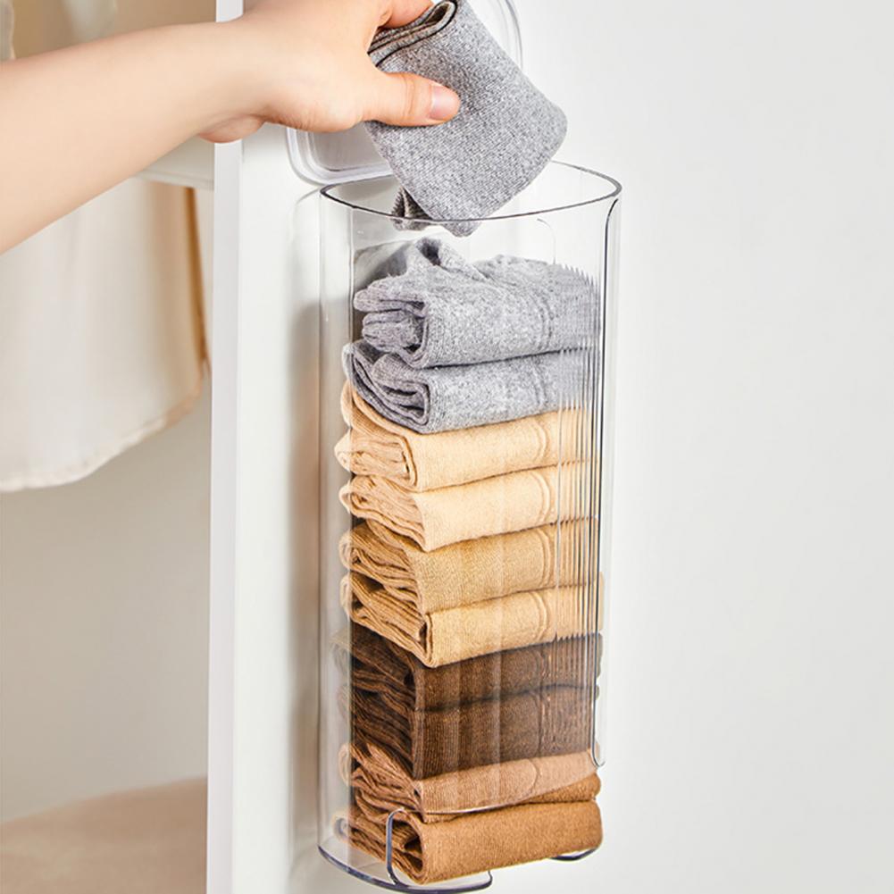 Wall Mount Storage Box Clear Visible Hollow Bottom Dustproof Socks Briefs Panties Underwear Organizer Holder Container