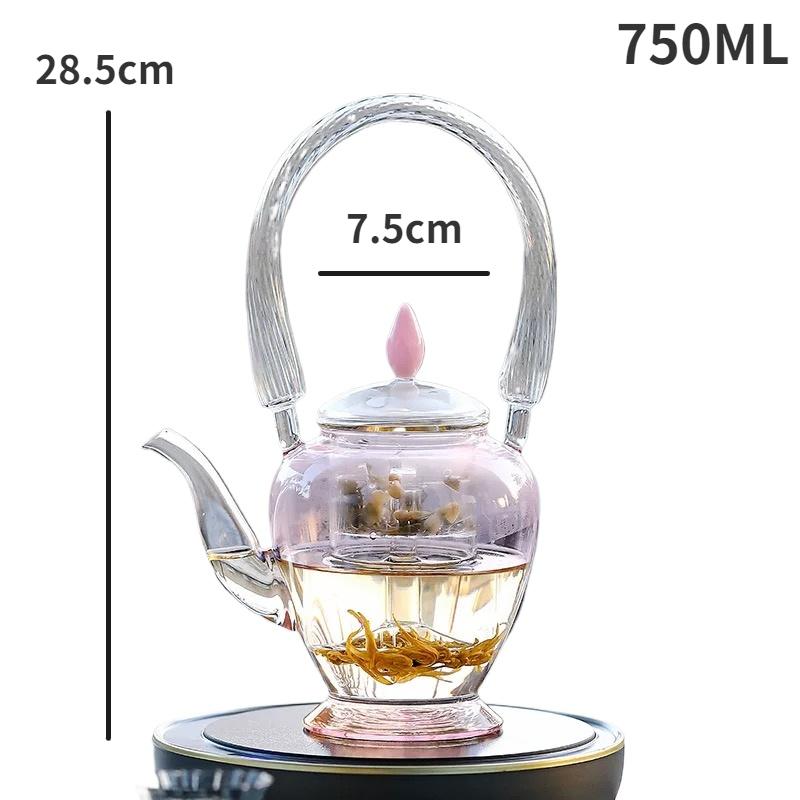 Чайник из высокоборосиликатного стекла розовый с наклоном чайник для кипячения чайник для приготовления чая бытовой чайник для кипячения воды