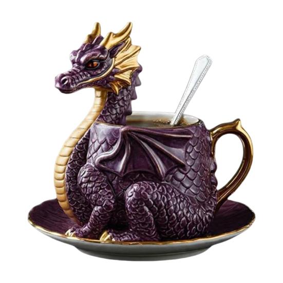 Кофейная кружка в форме дракона, сделанная вручную из смолы, коллекционная, мифическое существо в стиле дракона, декор для кухни