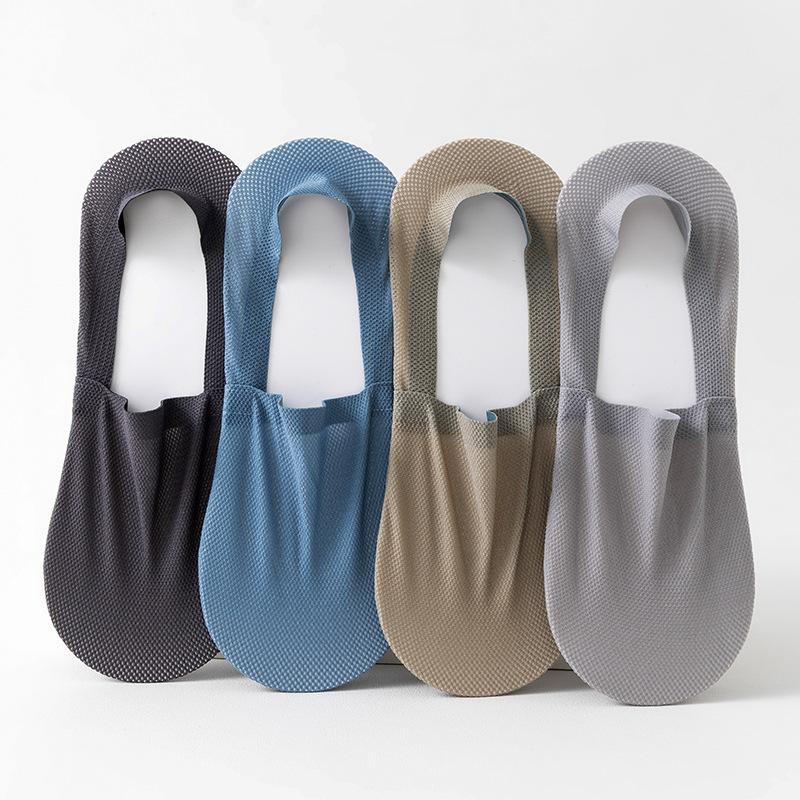 Summer Socks Hollow Out Mesh Breathable Invisible No Show Sock Slippers Solid Color Silicone Non-slip Low Cut Boat Socks