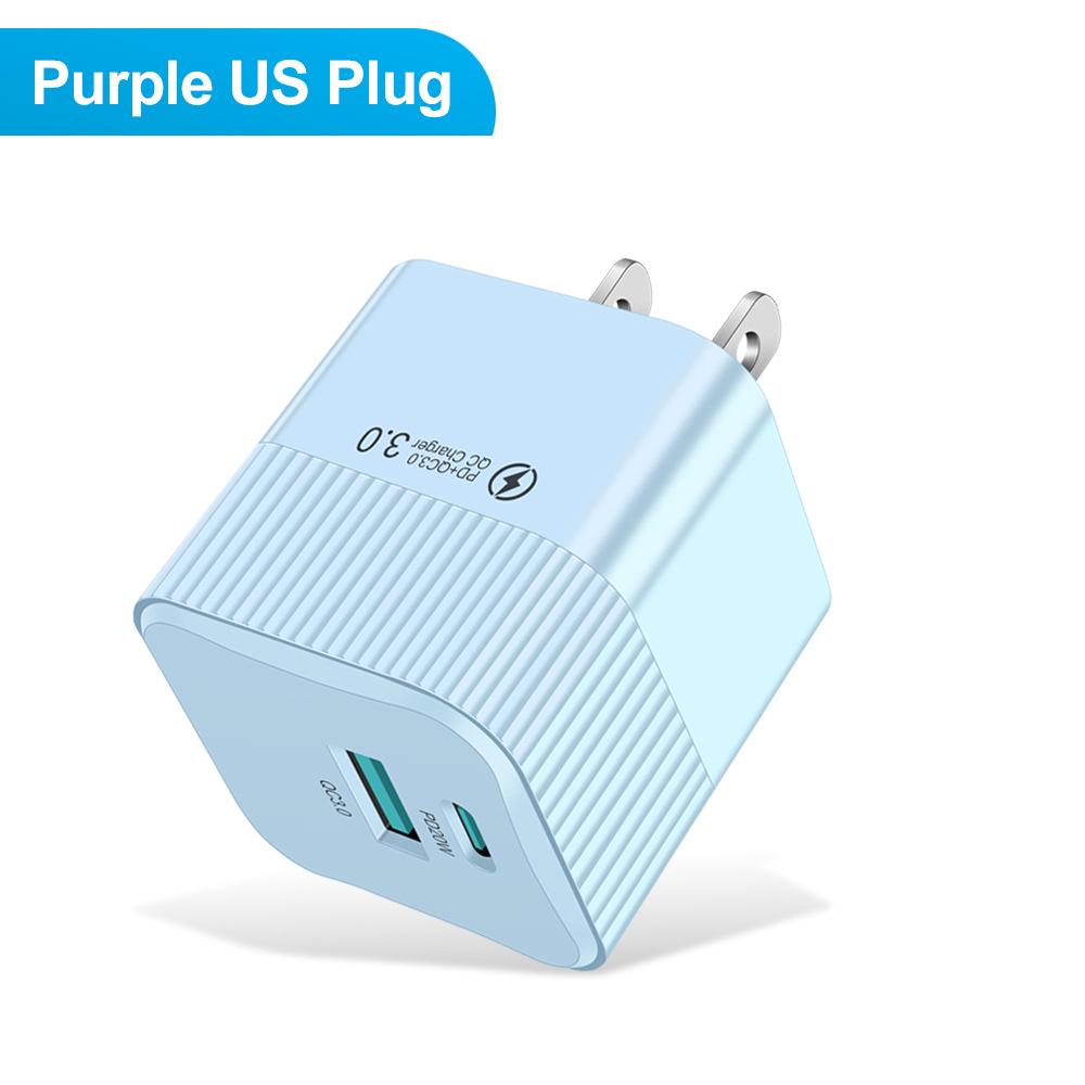 Макарон USB+PD Сверхбыстрое зарядное устройство - Адаптер для зарядки мобильного телефона, совместимый с EU, US, KR