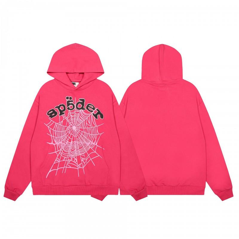 Sp5der Letter Print Hooded Sweatshirt Unisex Oversized Cotton Pullover Fall Casual Wear