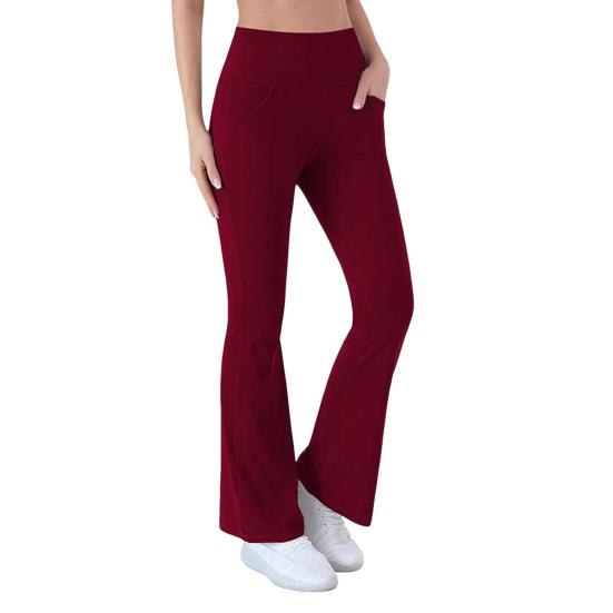 Женские расклешенные штаны для йоги Yousheng, леггинсы с высокой талией и карманами для тренировок, эластичные брюки-клеш для офисных тренировок
