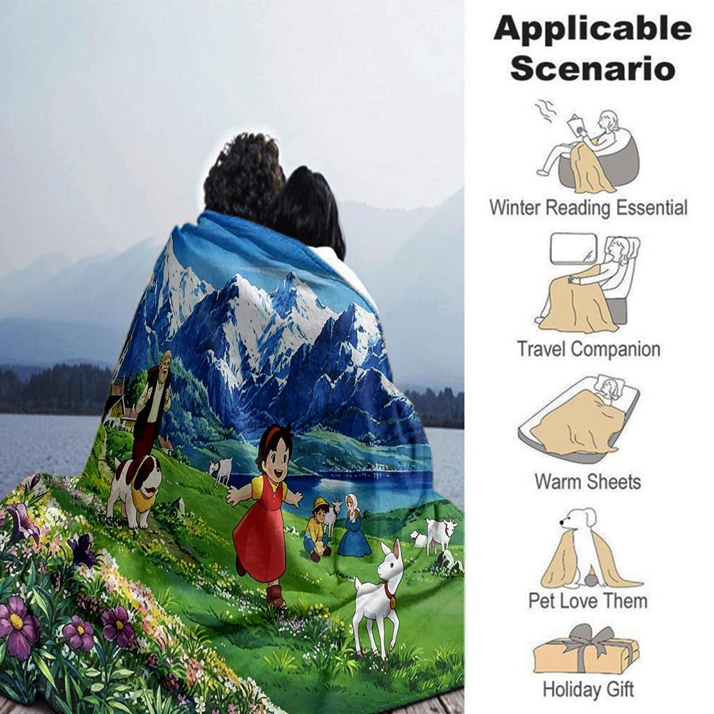 Mountain Village Adventure Flannel Blanket Super Soft Warm Cozy Blanket For Sofa Bed Office Travel Allseason Home Decor Gift