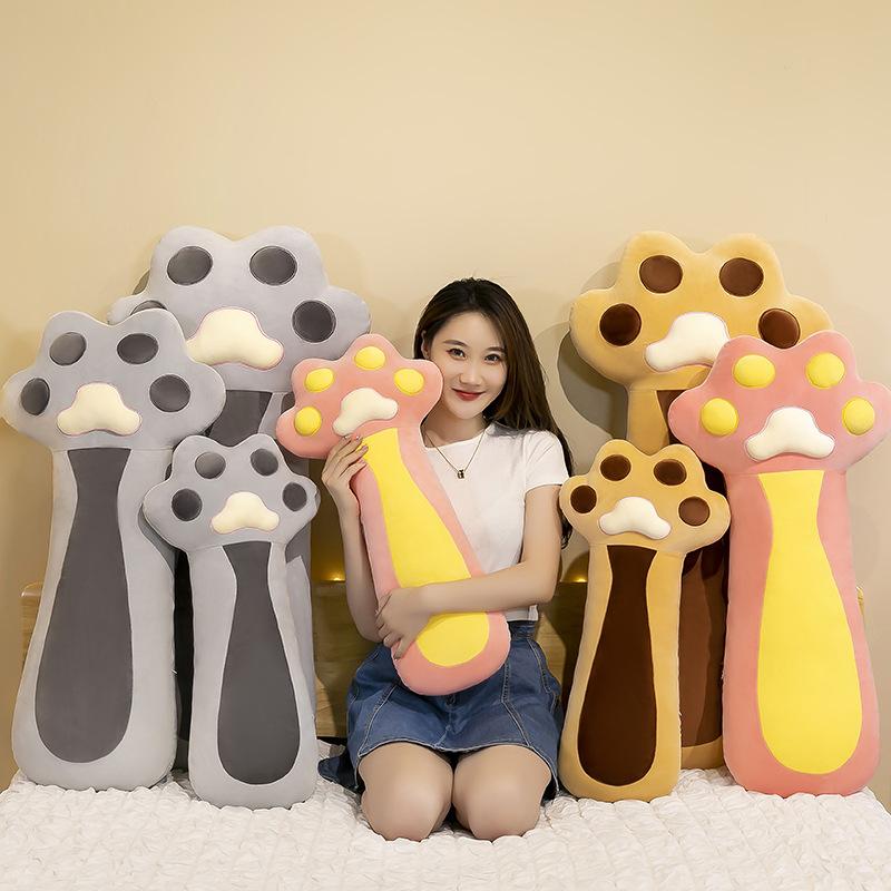 Милая мягкая подушка в виде кошачьей лапки, симпатичная красочная рогатая плюшевая игрушка на кровать большого размера для девочек, чтобы спать с ней