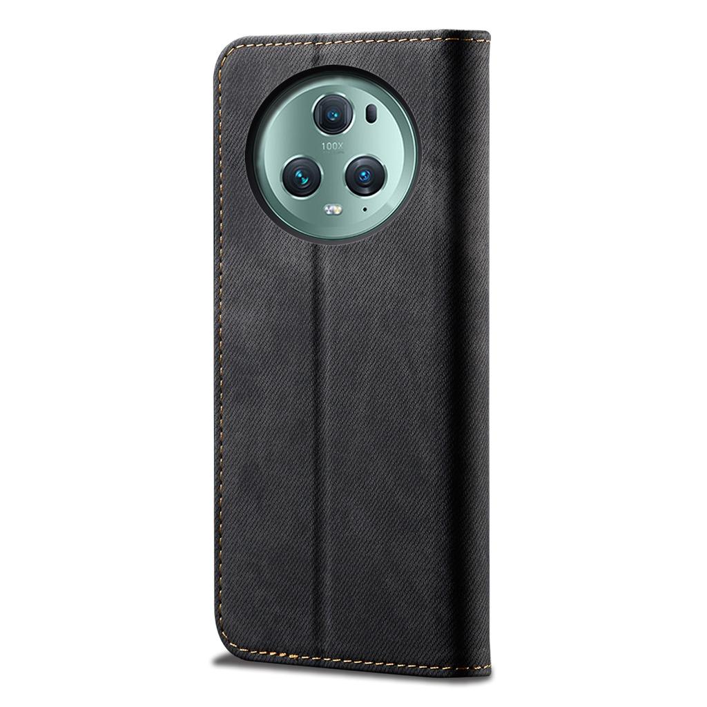 For Honor Magic5 Pro Wallet Function Jeans Cloth Texture Phone Case PU Leather Stand Phone Cover Shell