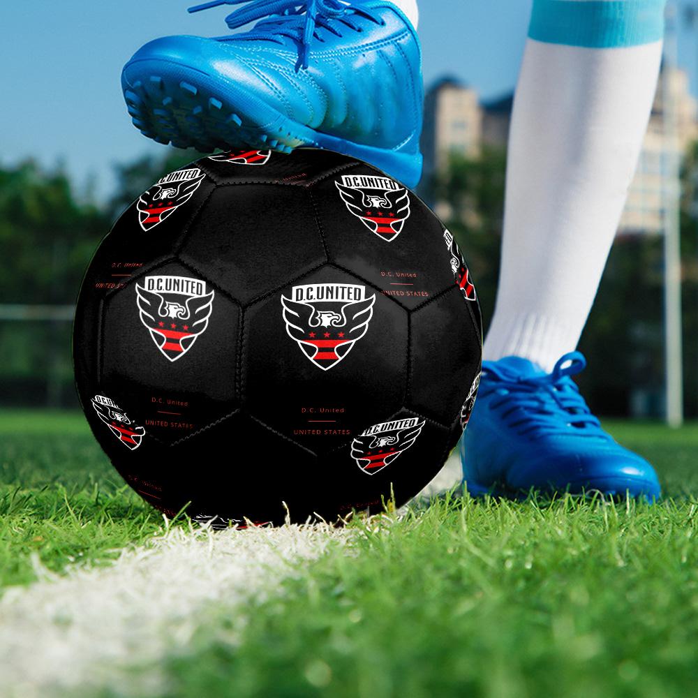 D.C. United Indoor Soccer Ball Colorful All Ages Size 5 Machine Stitched PVC Competition Ready Durable High-Bounce