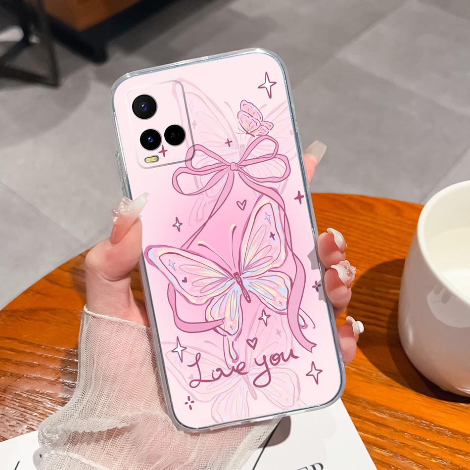 Чехол для телефона Vivo Y21 Y21S Y21T Y21A Y21E Y21G С рисунком цветов Мягкий прозрачный ТПУ Силиконовый Funda Для Vivo Y 21 Легкий бампер