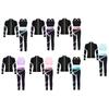 Girls 3Pcs Tracksuit Figure Skating Outfit Sleeveless Keyhole Back Vest Contrast Stripe Long Sleeve Jacket Colorblock Leggings