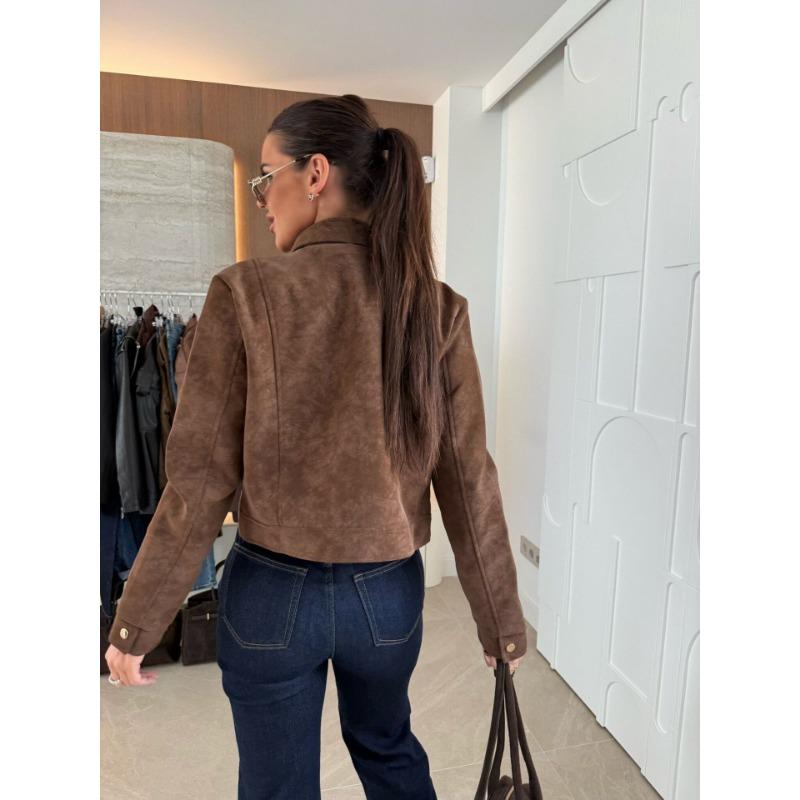 DAFIFY Женская мода повседневная однотонная принтованная куртка и пальто с длинным рукавом и воротником-стойкой на осень-зиму