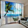 Пляжные волны Кокосовые пальмы Шторы Гостиная Спальня Кухня Украшения Дома Шторы Оптовая продажа Шторы для окон Шторы с изображением пейзажей