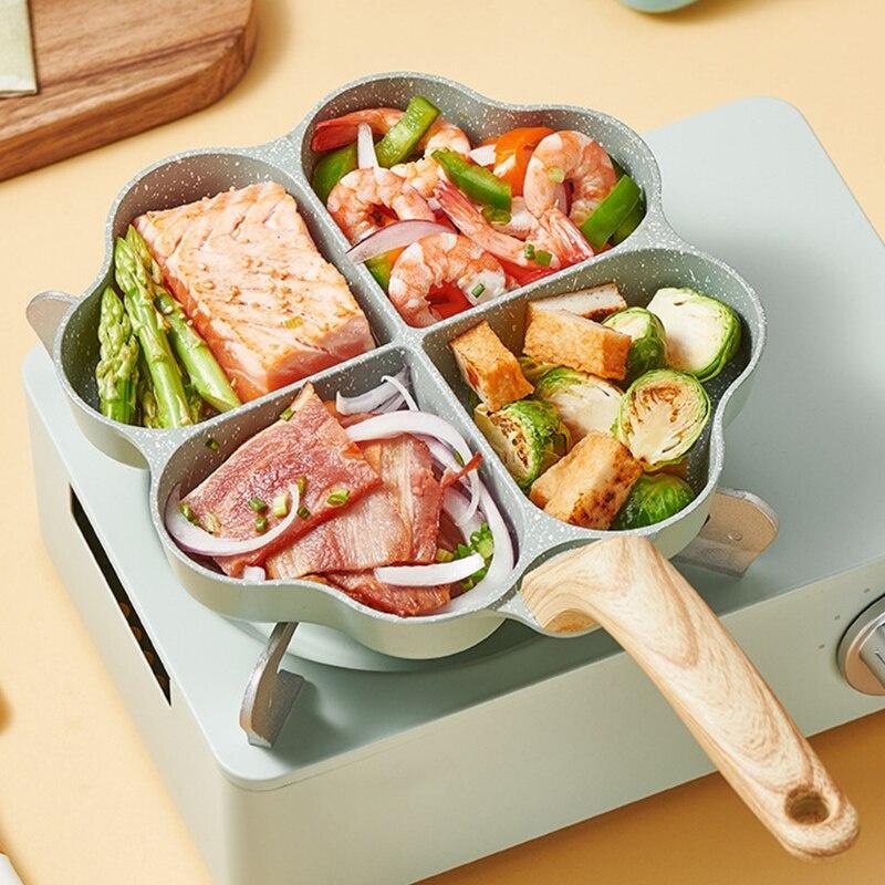 Four Hole Frying Pan Non Stick Egg Frying Pan Creative Heart Shaped Easy Clean Egg Cooker Omelet Pan Gift Cook