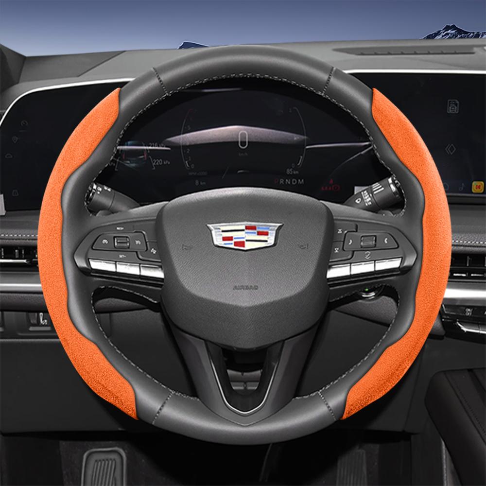 Подходит для чехла рулевого колеса Cadillac Sports из замши с раздельной защелкой для таких моделей, как Escalade, Lyriq, Xt5, Xt4, Xt6, Ct5, Ct4, Celesti