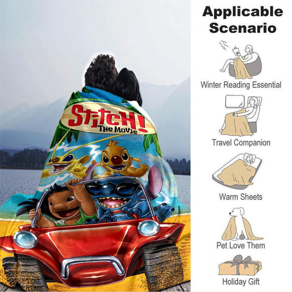 Stitch'S Tropical Adventure Blanket Soft Throw Blanket For Home Bedroom Bed Sofa Travel Office Solid Christmas Blanket