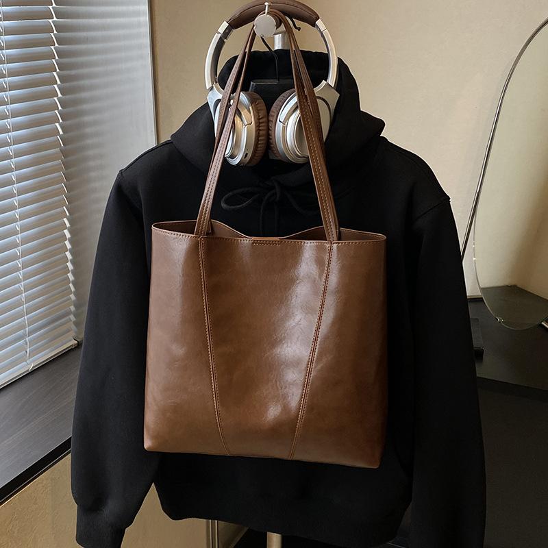 Сумка большой вместимости женская 2025 новая осенне-зимняя текстурная универсальная ретро сумка через плечо большая сумка популярная сумка-тоут для поездок на работу