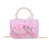 Adorable Butterfly Knot Design Children's Handbag Stylish Pearl Handle For Kids