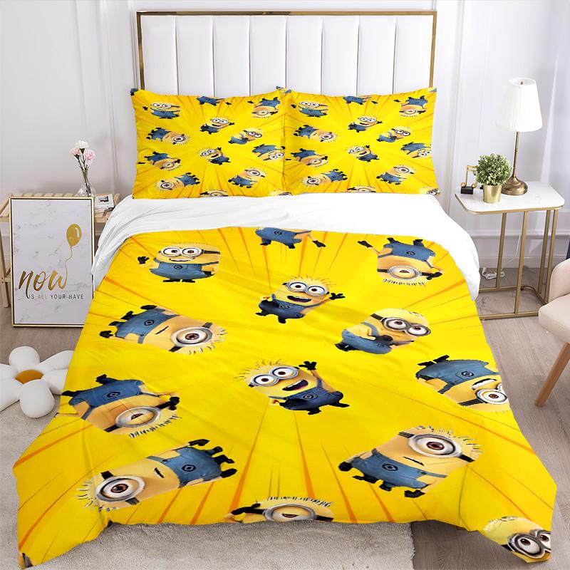 Despicable Minions Print 3Pcs Bedding Setduvet Cover With 2 Bedropillowcase Home Birthday Gift