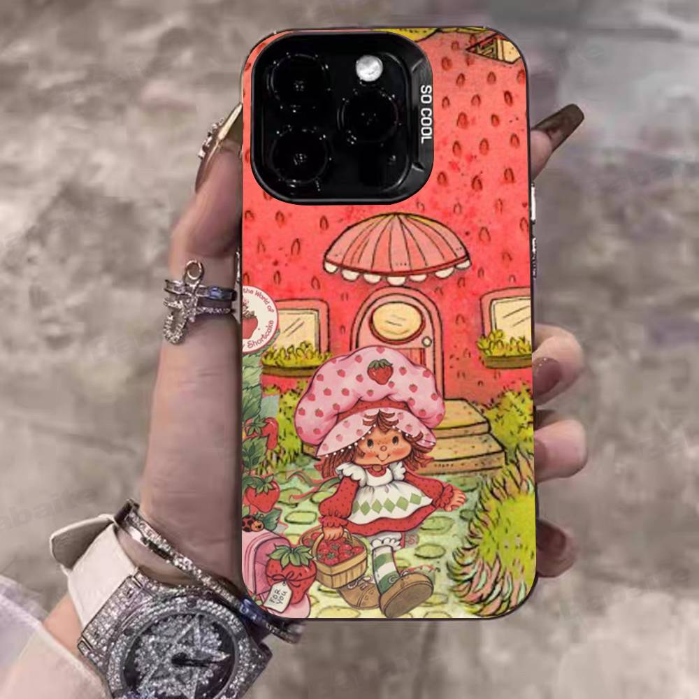 Анимированный чехол для телефона S-Клубничный S-Шорткейк Для IPhone 17 16 15 14 11 12 13 Pro Max Plus Pro Цветной Серебряный Чехол