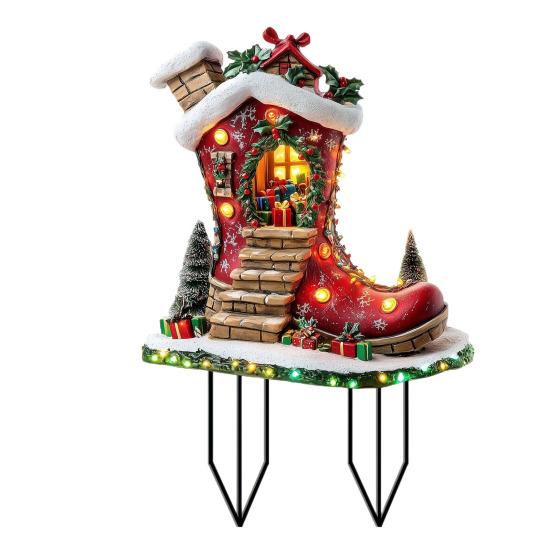 Рождественский снежный колышек для дома, акриловый садовый декоративный колышек, зимний деревенский дом, рождественский декоративный колышек для лужайки на патио