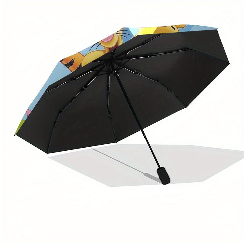 Winnie the Pooh,Tigger Themed Automatic Opening and Closing Folding Umbrella, Reinforced 8 Ribs, Compact Travel Design, Fashionable Folding