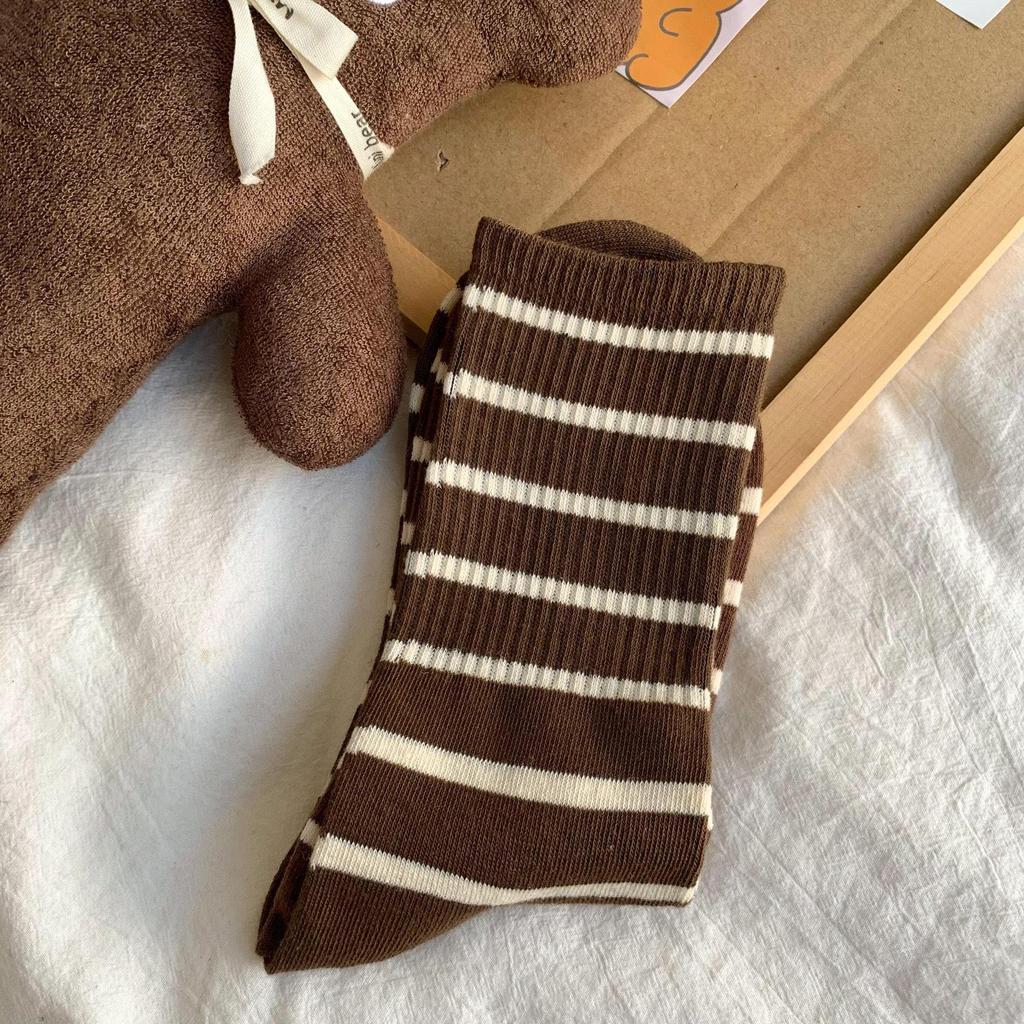 Женские полосатые носки до середины голени Maillard — весна и осень в корейском стиле с брюками Shark