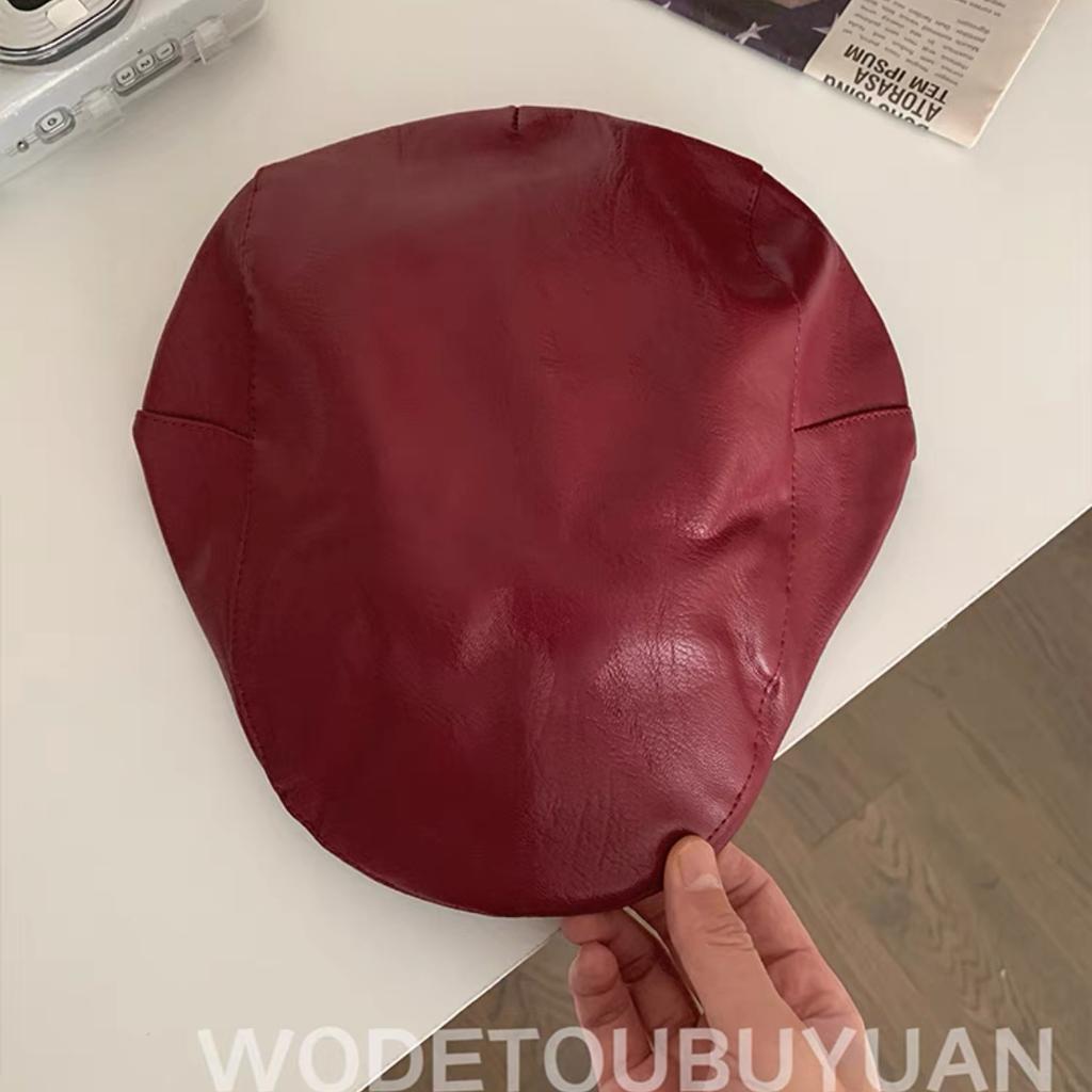 Черный берет из искусственной кожи, женский, летний, корейский, персонализированный, ретро, британский, обратный, носимый, вперед, кепка, осенне-зимняя, кепка художника