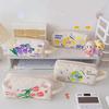 1pc Cute Pencil Bag Kawaii Embroidery Floral Earth Pencil Case Fabric High Capacity Pen Storage Bag Student Stationery