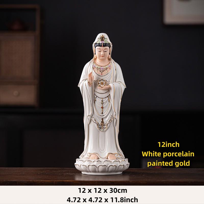 12in Guanyin Bodhisattva Buddha Statues Ceramic Statues Avalokitesvara Buddha God HOME Shrine Altar FENG SHUI Statue Home Decor