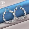925 Sterling Silver Twisted Rope Round Hoop Earring Jewelry