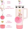8pcs Accessories Set for Stanley Cup Initials Silicone Straw Cover and Boot Cute Letter Charms for 40oz 30oz Tumbler with Handle
