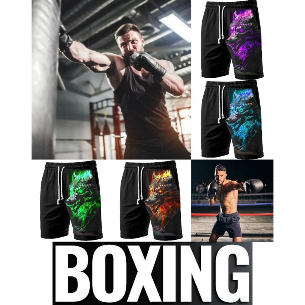 Wolf Boxing Shorts Pants 3D Print Fighting Training Unisex Men Women Quick Dry Fitness Gym Sport Workout Casual Streetwear