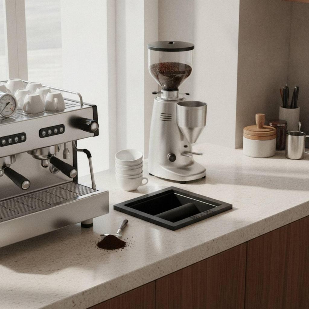 Embedded Knock Built-in Container-in Espresso Puck Disposal Bin Easy to Tidy
