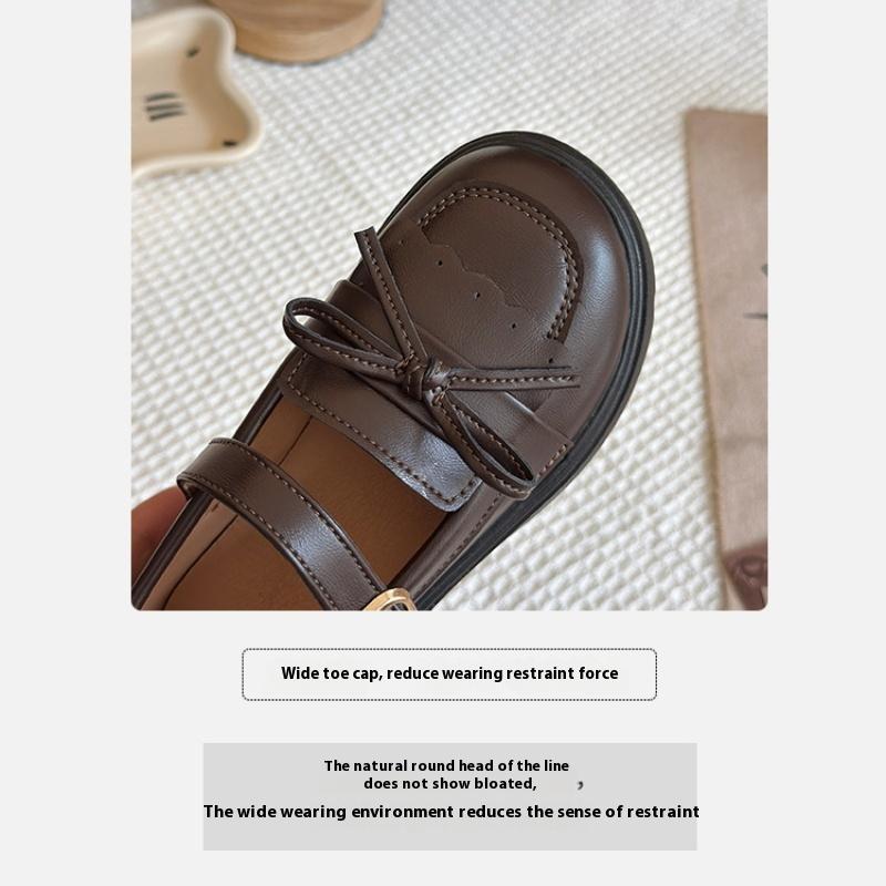 New Spring and Autumn Girls' Fashionable British Style Soft-soled Leather Shoes